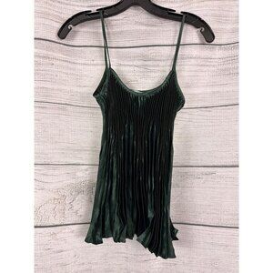 NWT Vince Emerald Green Pleated Spaghetti Strap Top Size S